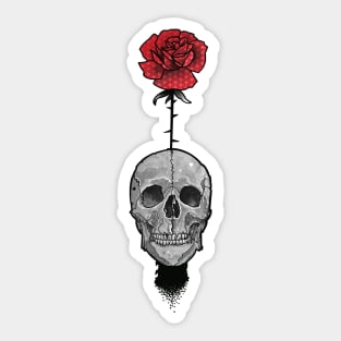 will you accept this rose? skull with red rose Sticker